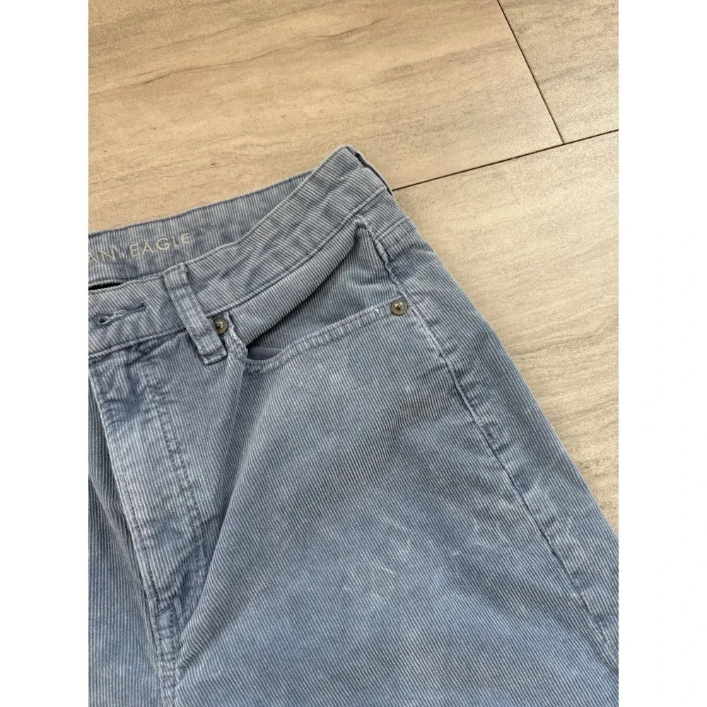 American Eagle Mens Straight Leg Corduroy Pants Blue Faded Stretch Size 6 Reg